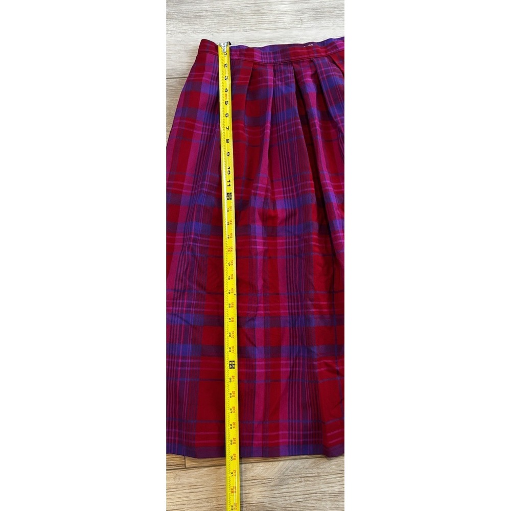 Pendleton Plaid Pleated Midi Skirt Virgin Wool Vintage USA Made Size 12 Tall - Picture 4 of 10
